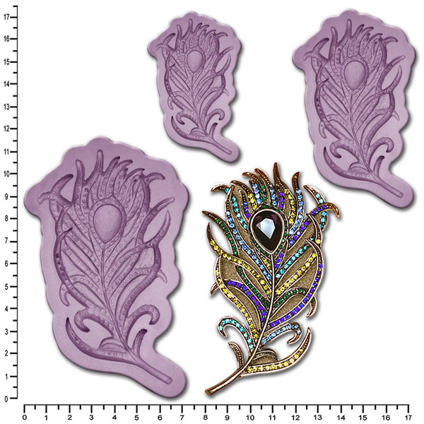 BROOCH Peacock Feather #2 Small, Medium, Large or Multi Pack from £8
