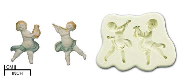 Musical Cherubs with Flute and Harp